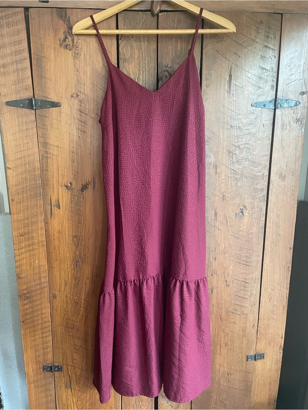 The Nines by HATCH Burgundy Spaghetti Strap Tiered Maternity Dress